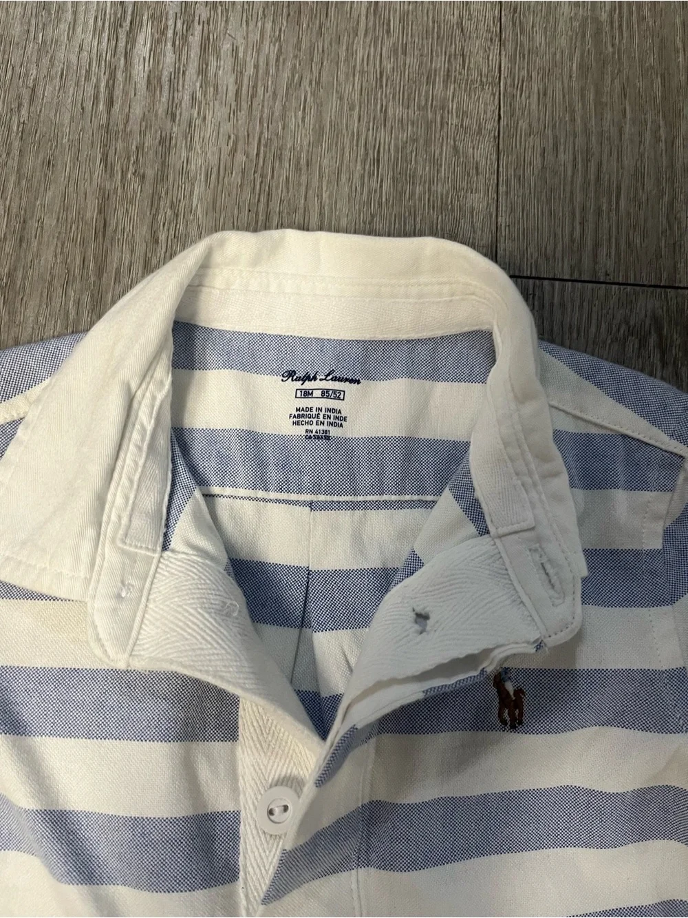 NWT Ralph Lauren Baby Boys Polo Striped Dress Shirt Cotton 18 Months